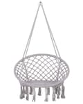 Miniatyrbilde 1 av 9: Hengestol Grå Macrame Sete Innendørs Huskestol Boho-stil