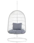 Miniatyrbilde 4 av 11: Hengestol Hvit Tau Stålstativ Myk Sittepute Boho Rustikk Stue Terrasse Moderne