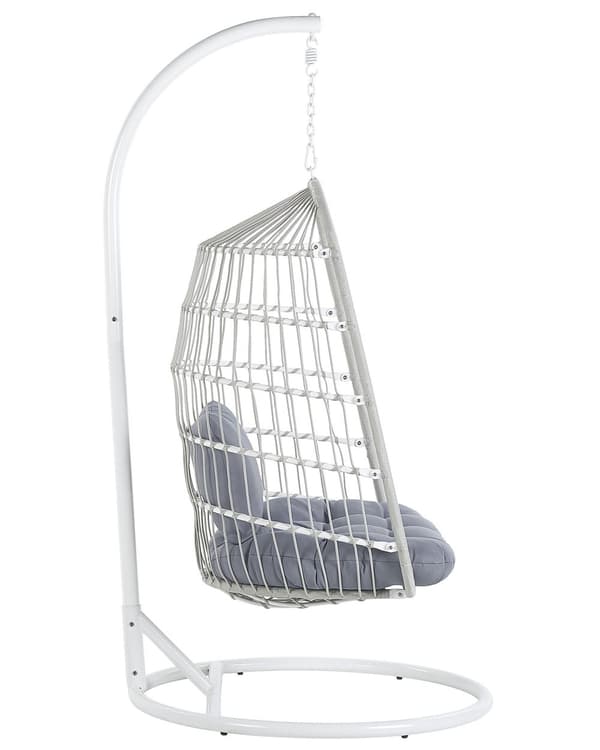 Hengestol Hvit Tau Stålstativ Myk Sittepute Boho Rustikk Stue Terrasse Moderne