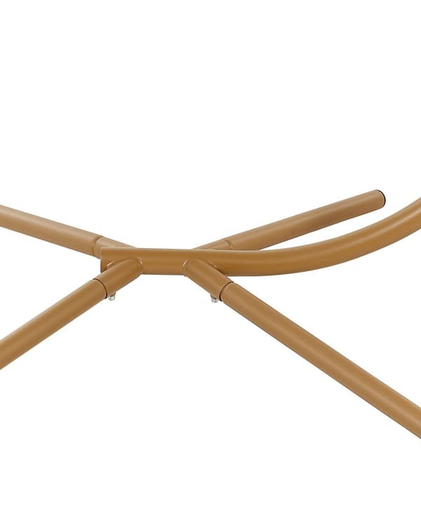 Hængestol Beige Rattan Metalramme Indendørs-Udendørs Æggeform Boho Stil