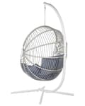 Miniatyrbilde 6 av 11: Hengestol Hvit Rotting Metallramme Innendørs Utendørs bruk Boho Eggformet