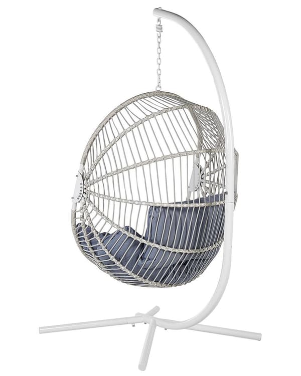 Hengestol Hvit Rotting Metallramme Innendørs Utendørs bruk Boho Eggformet
