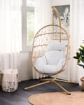 Miniatyrbilde 4 av 11: Hengestol Beige 108 x 190 x 100 cm Tau Metallstativ Myke sitteputer Boho Rustikk Stue Balkong Terrasse
