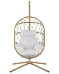Miniatyrbilde 5 av 11: Hengestol Beige 108 x 190 x 100 cm Tau Metallstativ Myke sitteputer Boho Rustikk Stue Balkong Terrasse