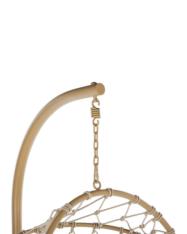 Hengestol Beige 108 x 190 x 100 cm Tau Metallstativ Myke sitteputer Boho Rustikk Stue Balkong Terrasse