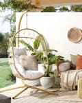 Miniatyrbilde 2 av 11: Hengestol Beige 108 x 190 x 100 cm Tau Metallstativ Myke sitteputer Boho Rustikk Stue Balkong Terrasse