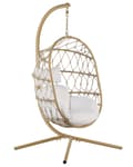 Miniatyrbilde 1 av 11: Hengestol Beige 108 x 190 x 100 cm Tau Metallstativ Myke sitteputer Boho Rustikk Stue Balkong Terrasse