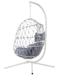Miniatyrbilde 6 av 11: Hengestol Hvit 108 x 190 x 100 cm Tau Metallstativ Myke sitteputer Boho Rustikk Stue Balkong Terrasse