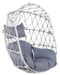 Miniatyrbilde 7 av 11: Hengestol Hvit 108 x 190 x 100 cm Tau Metallstativ Myke sitteputer Boho Rustikk Stue Balkong Terrasse