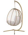 Miniatyrbillede 6 af 11: Hængestol Beige Reb Metal Stand Blød Siddepude Boho Rustik Stue Terrasse