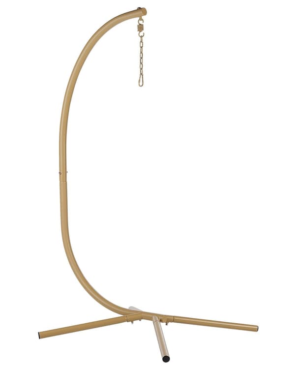 Hængestol Beige Reb Metal Stand Blød Siddepude Boho Rustik Stue Terrasse