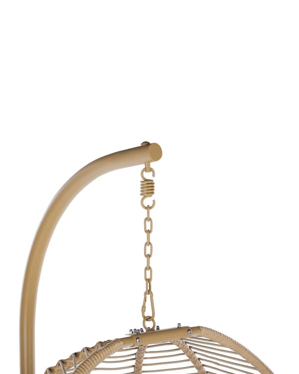 Hængestol Beige Reb Metal Stand Blød Siddepude Boho Rustik Stue Terrasse