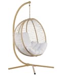 Miniatyrbillede 1 af 11: Hængestol Beige Reb Metal Stand Blød Siddepude Boho Rustik Stue Terrasse