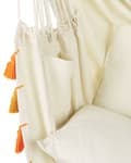 Miniatyrbillede 7 af 11: Hængestol Beige Orange Bomuld 125 cm Hængekøjestol med Pom Poms Hængekøje Stol uden Stativ til Haven