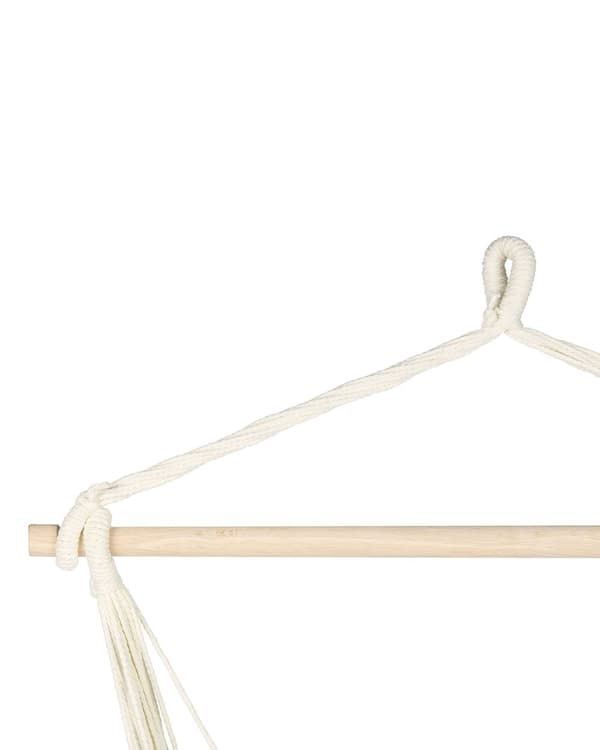 Hængestol Beige Orange Bomuld 125 cm Hængekøjestol med Pom Poms Hængekøje Stol uden Stativ til Haven