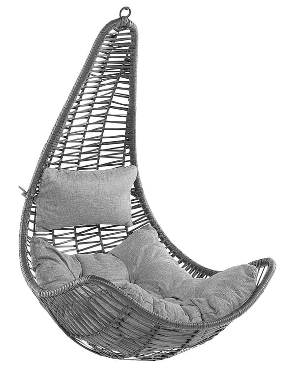 Hængestol sort PE rattan gynge ægform Loftmonteret flet Rustik Boho