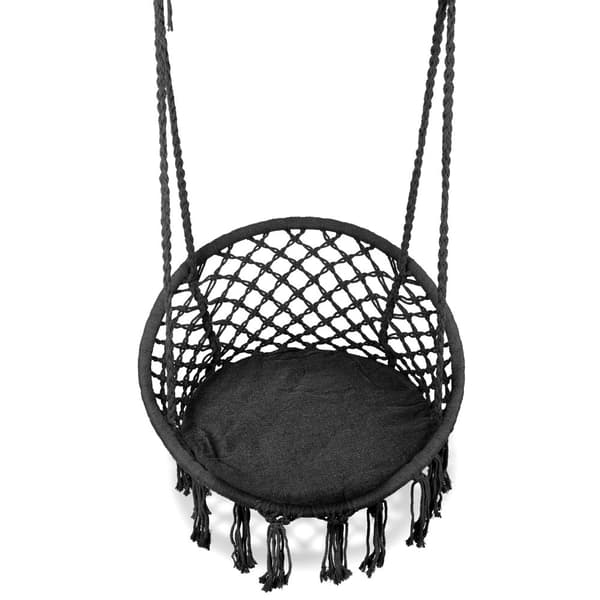 Hængekøjestol - 35x80x63 cm - med hynde - sort - bomuld