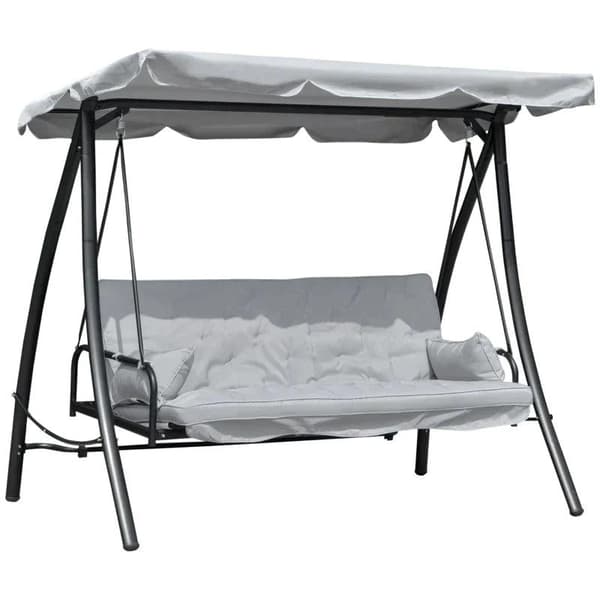 Rootz Hammock Swing - Keinutuoli - Puutarhakeinu - Kallistava toiminto - Metalli/polyesteri - Harmaa - 2,09 x 1,14 x 1,70 m
