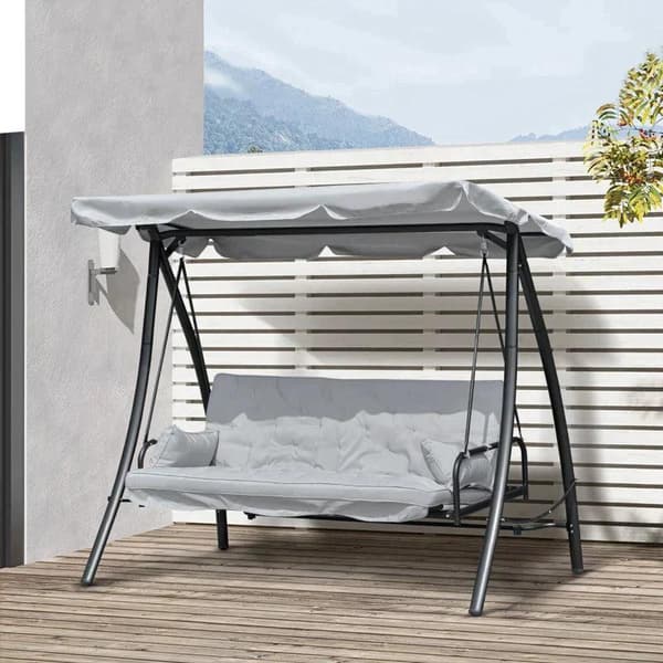 Rootz Hammock Swing - Keinutuoli - Puutarhakeinu - Kallistava toiminto - Metalli/polyesteri - Harmaa - 2,09 x 1,14 x 1,70 m