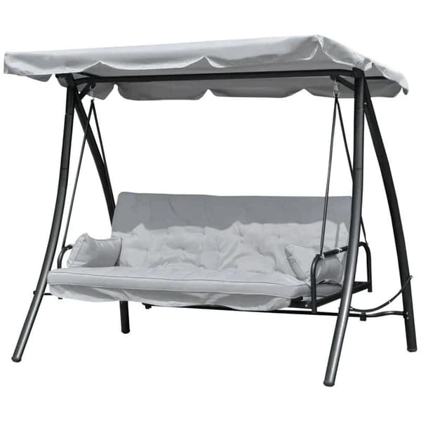 Rootz Hammock Swing - Keinutuoli - Puutarhakeinu - Kallistava toiminto - Metalli/polyesteri - Harmaa - 2,09 x 1,14 x 1,70 m