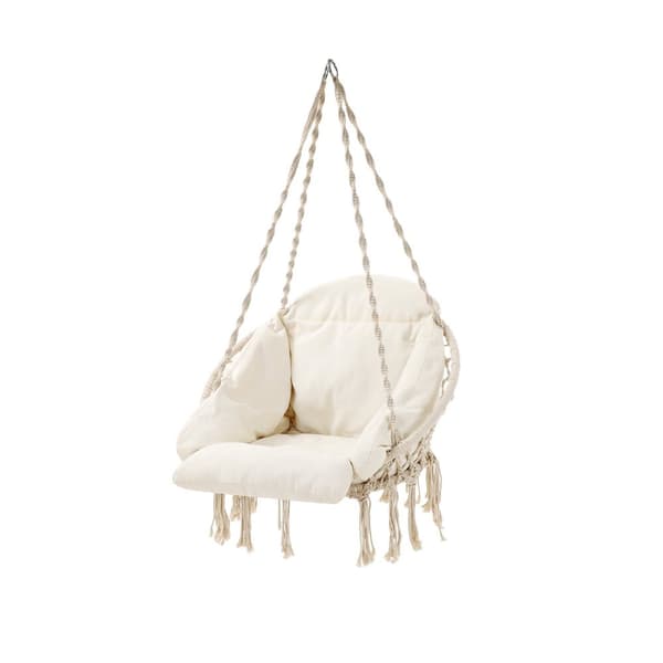 Hängstol - hängande stol - med tjock kudde - beige