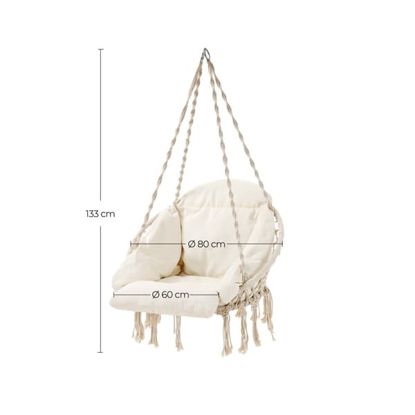 Hängstol - hängande stol - med tjock kudde - beige