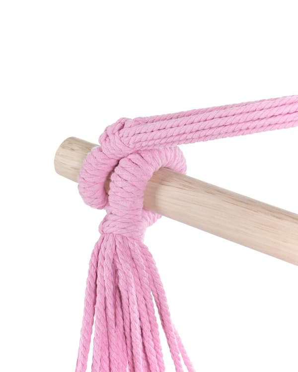 Hengekøyestol i Rosa Bomull og Polyester Gyngesete Innendørs Utendørs Boho Style