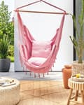 Miniatyrbilde 2 av 11: Hengekøyestol i Rosa Bomull og Polyester Gyngesete Innendørs Utendørs Boho Style