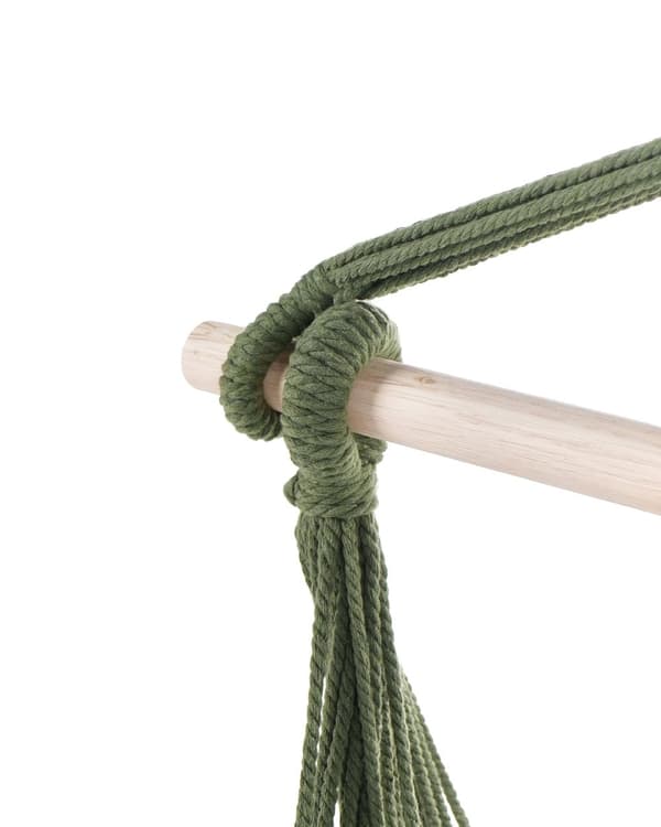 Hængekøjestol Grøn Bomuld Udendørs Hængegyngestol med Ryglæn Hængestol med Ophæng Kraftig Gynge Hammock