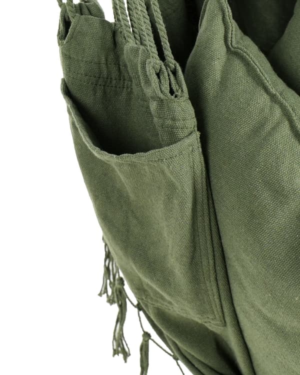 Hængekøjestol Grøn Bomuld Udendørs Hængegyngestol med Ryglæn Hængestol med Ophæng Kraftig Gynge Hammock