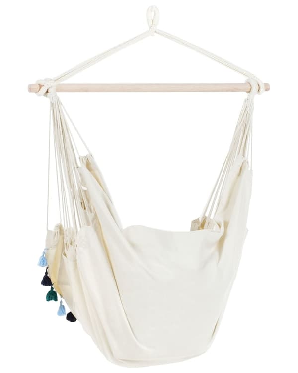 Hængekøjestol Blå Bomuld Udendørs Hængegyngestol med Ryglæn Hængestol med Ophæng Kraftig Gynge Hammock