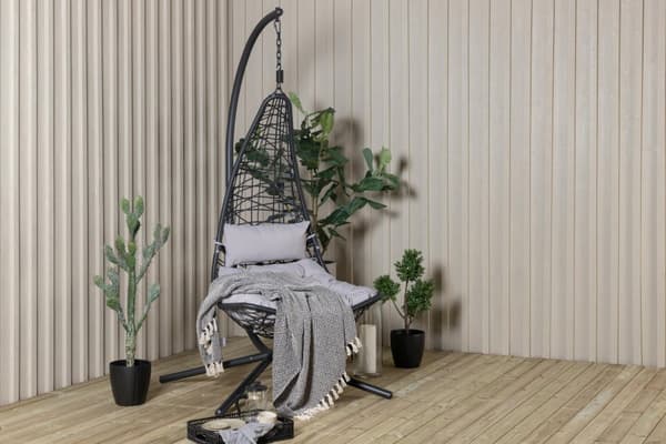 FURNLUX HÄNGSTOL FÖR UTOMHUSBRUK EDINBURGH GRÅ & SVART 132CM
