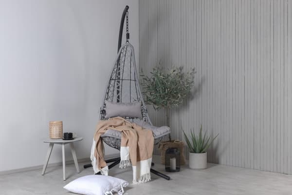 FURNLUX ULKOKÄYTTÖÖN TARKOITETTU RIIPPUTUOLI EDINBURGH HARMAA & MUSTA 132CM
