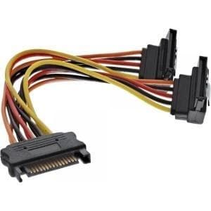 InLine® SATA Y -virtakaapeli, SATA-liitäntä 2x SATA-liittimeen vinossa, turvasalvoilla, 0,3 m (29683Y)