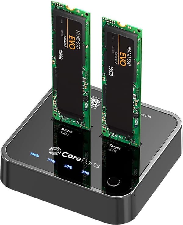CoreParts MS-CLONER-SATA Dockningsstation för lagringsenhet USB 3.2 Gen 2 (3.1 Gen 2) Typ-C Svart (MS-CLONER-SATA)