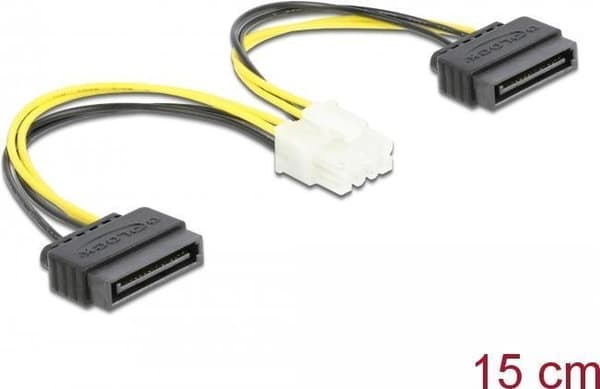 DeLOCK - strømkabel - SATA strømstik (M) til 8-benet EPS12V (M) 15 cm (83020)