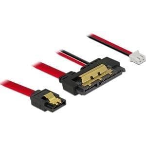 DeLOCK - SATA-kabel - Serial ATA 150/300/600 - SATA, intern strömförsörjning, 2-stift (R) till SATA combo (R) rak - 30 cm (85242)