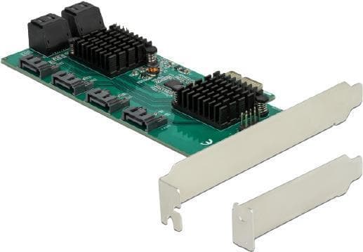 DeLOCK 8 Port SATA PCI Express x1-kort - Lav profilformfaktor - PCIe - SATA - Sort - Grøn - Grå - 6 Gbit/s - Windows 10,Windows 8.1 - Windows Server 2 Sort, Grøn, Grå