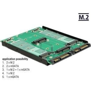 Delock 3.5? Omvandlare 2 x SATA 22 stift > dubbla portar 2 x M.2 / 2 x mSATA (62946) Grön