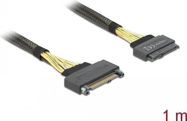DeLOCK - Internt SAS-kabel - U.2 (SFF-8639) (M) til U.2 (SFF-8639) (W) - 1,0 m - Sort (84518)