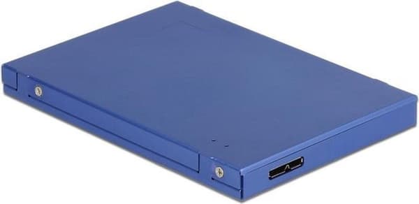 DeLOCK eksternt 2,5'' hus til M.2 SSD (maks. 80 mm) / mSATA SSD (halv størrelse / fuld størrelse) - USB3.1 / blå Sort, Blå, Grøn