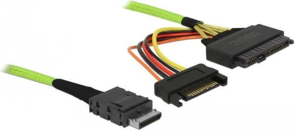 DeLOCK OCuLink - Internt SAS-kabel - OCuLink (SFF-8611) til SATA-strøm, U.2 (SFF-8639) - 50 cm (data) / 10 cm (strøm) (85802)