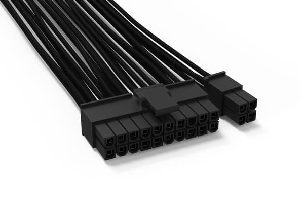 BeQuiet Computer, Strømkabel [1x ATX strømstik 24-benet (20+4) - 1x ATX strømstik 24-benet (20+4)] 0,60 m Sort