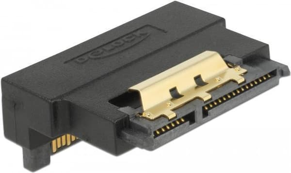 DeLOCK - SATA-adapter - Serial ATA 150/300/600 - SATA Combo (S) til SATA Combo (R) vinklet - Sort (63943)