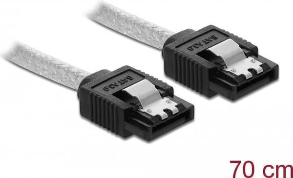 DeLOCK - SATA-kaapeli - Serial ATA 150/300/600 - SATA (R) - SATA (R) - 70 cm - läpinäkyvä (85343)