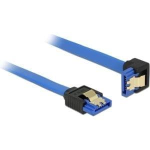 DeLOCK - SATA-kabel - Seriel ATA 150/300/600 - SATA (R) lige til SATA (R) vinklet ned - 70 cm - snappet ind - blå (85092)