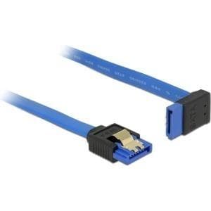 DeLOCK - SATA-kabel - Serial ATA 150/300/600 - SATA (R) vinklad upp till SATA (R) rak - 50 cm - insnäppt - blå (84997)