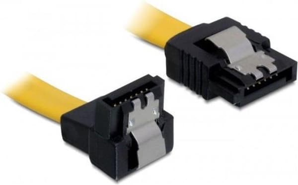 Goobay CAK SATA 600-010 90° CLIP 0,1m SATA-kabel 0,1m SATA 7-stift Svart,Gul