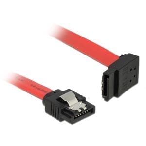 DeLOCK - SATA-kaapeli - Serial ATA 150/300/600 - 7-pin SATA (M) - - - 7-pin SATA (M) - 50cm - Vasen kulmassa oleva liitin, salpa - punainen (83974)