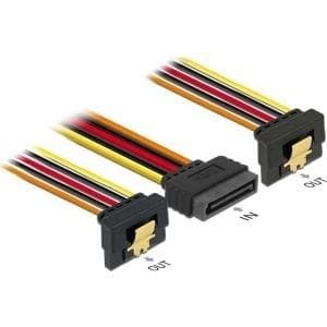 Delock-kabel SATA 15-stifts strömkontakt med snap-in-funktion > 2 x SATA 15-stifts eluttag 15 cm (60145)